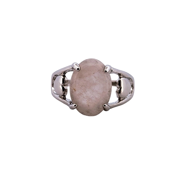 Jewelry - Oval Rose Quartz Heart Silver Ring, size 11 362